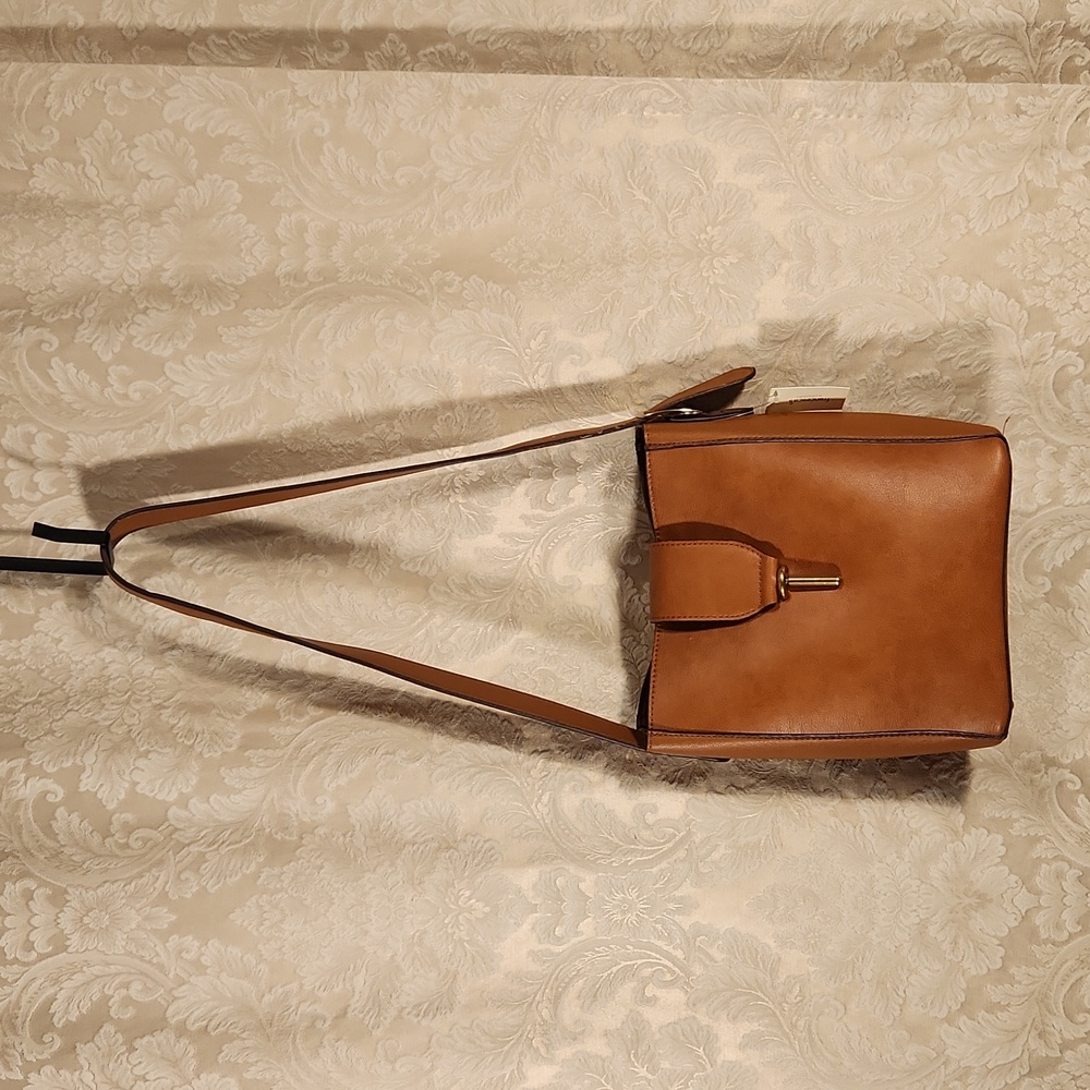 NWT Brown Faux Leather Shoulder Bag Satchel | Francesca's